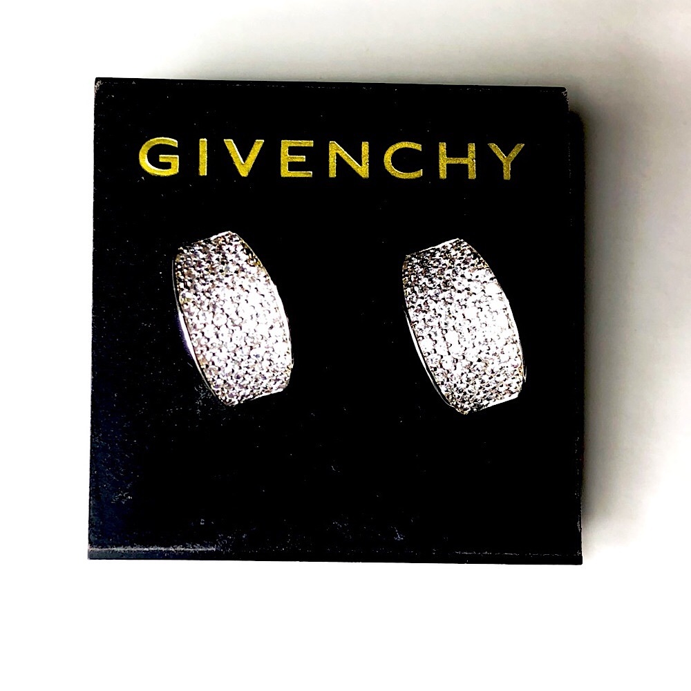Givenchy Vintage Silver Diamanté Vintage Crystal Earrings - Picture 3 of 3